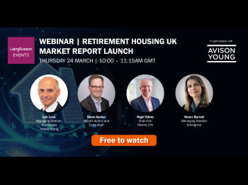 Graphic depicting the panel participating in the Retirement Housing UK Market Report Launch webinar.